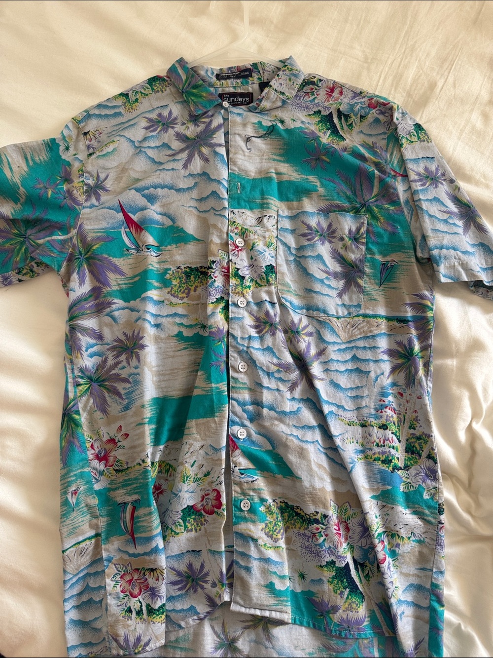 Teal Tropical Print Men's Hawaiian Shirt